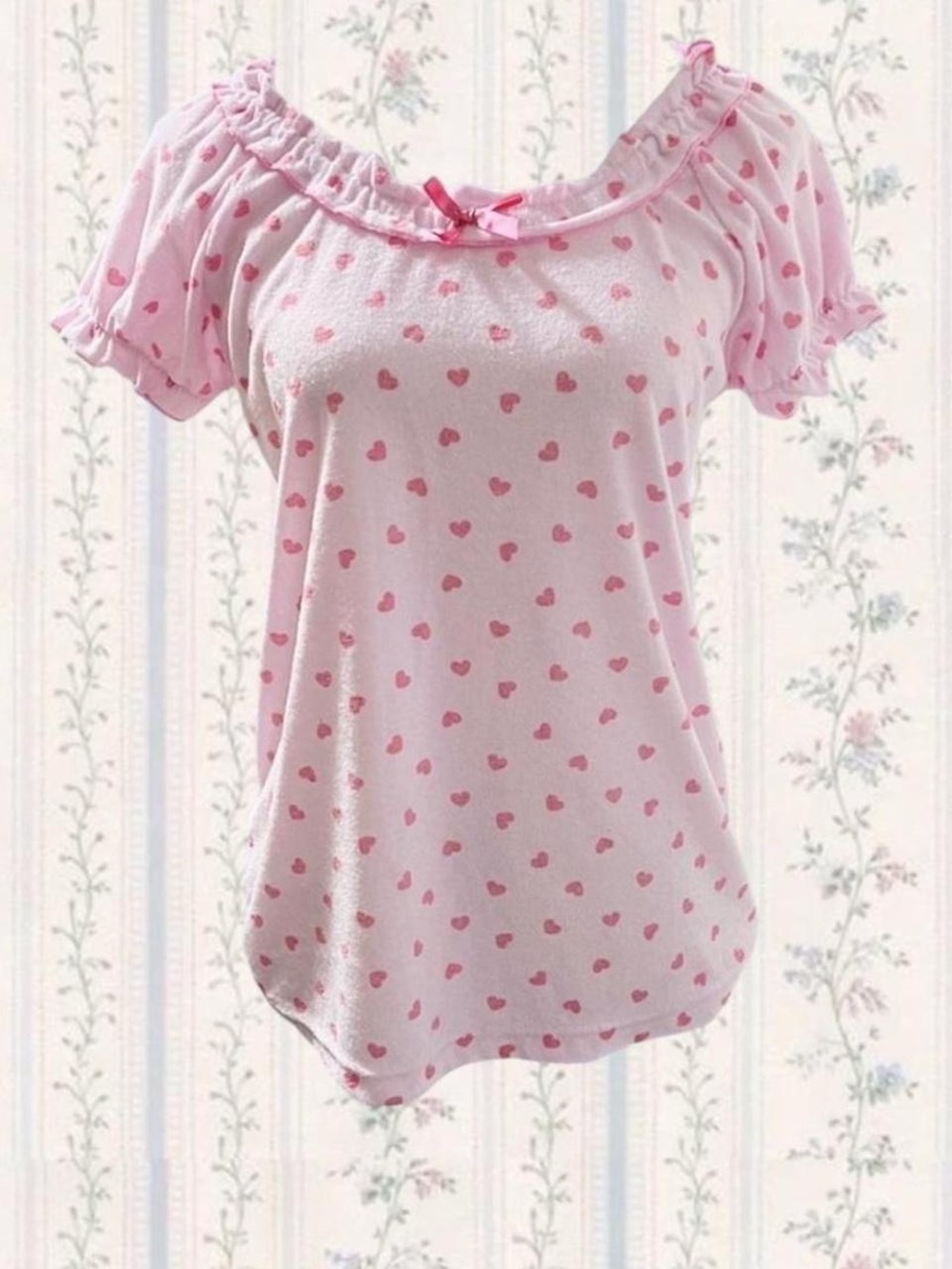 Pink Heart Print Top